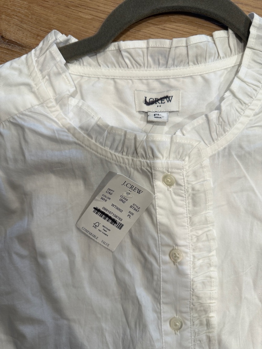J. Crew Factory Ruffle-placket button-up top - Picture 2 of 2